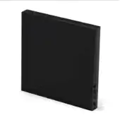 Black acoustic panel with a rectangular shape and gray grid border, designed for sound absorption in studio environments.
