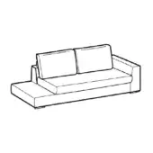 Modular sofa line drawing, rectangular form, low profile, chaise lounge extension, minimalist design, squared edges, white background.