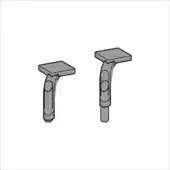 Gray minimalist up base units with square platforms and curved stems, featuring circular indentations, studio shot on white background.