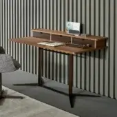 Distinguished Bonaldo Nelson desk with Canaletto Walnut wood structure and bronze lacquered drawers supported by a bronze metal base