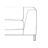 Sofa line drawing, upholstered sectional with curved backrest, rounded armrests, and rectangular seat cushion in a modern style.