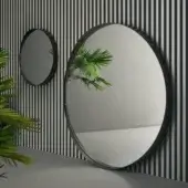 Exclusive Bonaldo Adone mirror, a floor-standing design with a slim dark metal frame and matte finish