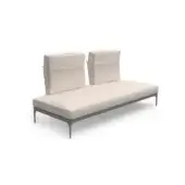 Ada Compo modular sofa, light beige fabric upholstery, rectangular seat with dark gray metal frame and tapered legs.