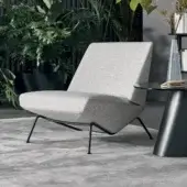 Architectural Bonaldo Sleek Lounge Chair with light gray subtly textured fabric and sleek matt painted metal base