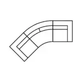 Modular office desk line drawing, black and white, curved and rectangular modules in grid pattern, customizable workspace layout.