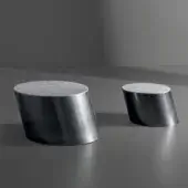 Elegant Bonaldo Pisa coffee table with monolithic metal base and textured stone-like dark gray top