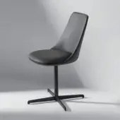 Elegant Bonaldo Itala chair in dark gray synthetic leather with a matte-finished metal four-spoke swivel base