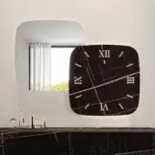 Sophisticated Reflex Nautilus clock with marble glass structure and titanium hands displaying white serigraphy Roman numerals