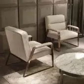 Distinguished DV Home Collection Hollywood lounge chair with quilted backrest and satin metal frame crafted in Italy
