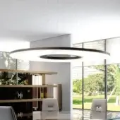 Exclusive Reflex Space suspension lamp with marble glass diffuser and thin bronze metal accents
