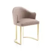 Exceptional DV Home Collection Deco armchair crafted with beech plywood, a wooden seat, and a steel base with golden glossy finish
