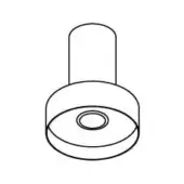 Lamp line drawing, white background, circular base with concentric ring, cylindrical stem, minimalist modern design, clean lines.