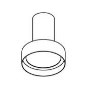 Recessed ceiling light, white line drawing, concentric circles with cylindrical stem, minimalist modern design, layered fixture.