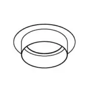 Recessed lighting fixture, black and white line drawing, circular design with central cylindrical element and shadow detailing.