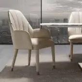 Superior DV Home Collection Elite armchair with creamy off-white textile upholstery and varnished solid wood legs