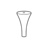 Pedestal sink, white ceramic, conical shape with circular rim and central drain, minimalist modern design, matte finish, studio lighting.