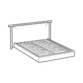 Platform bed, light wood, rectangular frame with horizontal slats and rounded headboard, minimalist design, studio product shot.