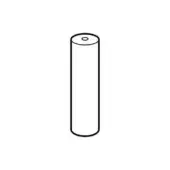Cylindrical line drawing, white background, black outline, circular indentation, smooth surface, studio rendering, consistent form.