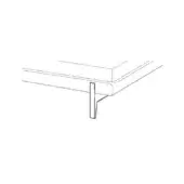 Furniture foot line drawing, rectangular prism shape, padded upholstery detail, white background, simple furniture component.