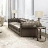 Exceptional DV Home Collection King Chester sofa with supple leather upholstery and distinctive tufted back in muted brown