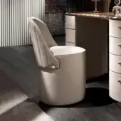 Handcrafted DV Home Collection Cloe ottoman in light beige textile presents a quilted backrest with beech plywood and smooth matte finish