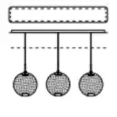 Woven metal pendant lights hang from a matte rectangular bar against a white backdrop, featuring spherical shapes and central circular openings.