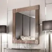 Sophisticated DV Home Collection Windsor mirror crafted in Italy with stainless steel and a beveled brownish central section