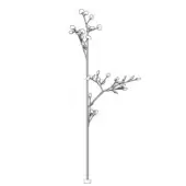 Floor lamp, matte black metal, tree-like design with spherical lights and curved accents extending from a square base on a white background.