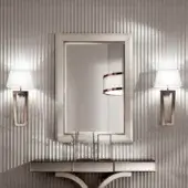 Exceptional DV Home Collection Adler mirror crafted in light leather with a glossy finish and metallic insert