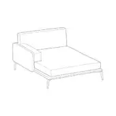 Modular lounge chair “kris lounge b” with rectangular cushion, black metal base, and square armrest, minimalist contemporary design.