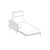 Chaise lounge, linear drawing, rectangular backrest, tapered legs, minimalist design, white background, technical illustration.