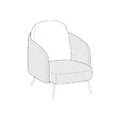 Gray Lucia high mix armchair with rounded high back, curved armrests, fabric upholstery, and tapered silver legs.
