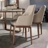 Superior DV Home Collection Charlotte armchair with light beige fabric upholstery and Noce canaletto matt finish