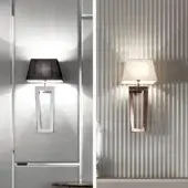 Distinguished DV Home Collection Deco wall lamp with geometric silhouette crafted in textile and sleek silver metallic structure