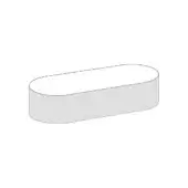 Ottoman, light gray molded plastic, rectangular shape with rounded edges and a smooth, matte finish, minimalist contemporary design.