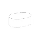 Ottoman, line drawing, oval shape, minimalist design, smooth surface, cylindrical form, horizontal orientation, studio presentation.