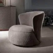 Distinguished DV Home Collection Soho lounge chair with muted gray-taupe textile and refined diamond quilting crafted in solid wood