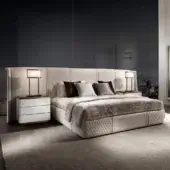Distinguished DV Home Collection Coco Maxi bed with light beige textile upholstery and diamond quilting