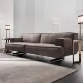 Distinguished DV Home Collection Heritage sofa with refined brown textile upholstery and stylish metal feet