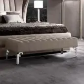 Superior DV Home Collection Post bench with beech wood structure, quilted neutral textile and polished metal legs