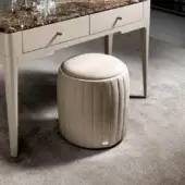 Distinguished DV Home Collection Hermes ottoman with light beige textile upholstery and smooth matte finish