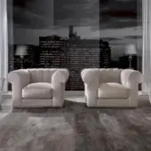 Superior DV Home Collection Kent lounge chair with light beige fabric upholstery and chrome metal base
