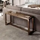 Distinctive DV Home Collection Age sofa back console with a glamourous marble top and high-end stainless steel base