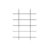 Grid diagram of black lines on white, showing six horizontal bars linked by two vertical supports, minimalist technical illustration.