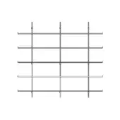 Metal grid diagram with black lines on white, showing parallel horizontal and vertical bars connected in a rectangular pattern with modular attachments.