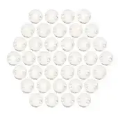 LED lights, translucent white casings, circular arrangement, warm glow, visible circuit boards, smooth glossy surface, diffused lighting, plain background.