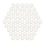 Glass sphere lights arranged in a heart shape against a white backdrop, emitting a warm yellow glow from recessed sources.