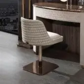 Exclusive DV Home Collection Elite swivel chair with light beige textile and hexagon quilted finish built on a glossy metal base