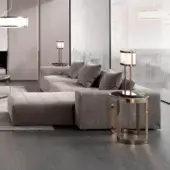 Distinguished DV Home Collection Edmond sectional in light gray plush textile with solid wood structure