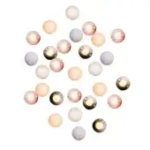 Glass sphere pendant lights, pale pink, gray & white, with bronze accents, arranged in overlapping circular composition.